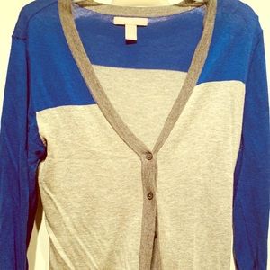 Banana Republic Royal Blue and Gray Cardigan